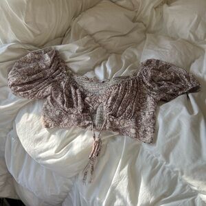 Purple and white floral large Crop top